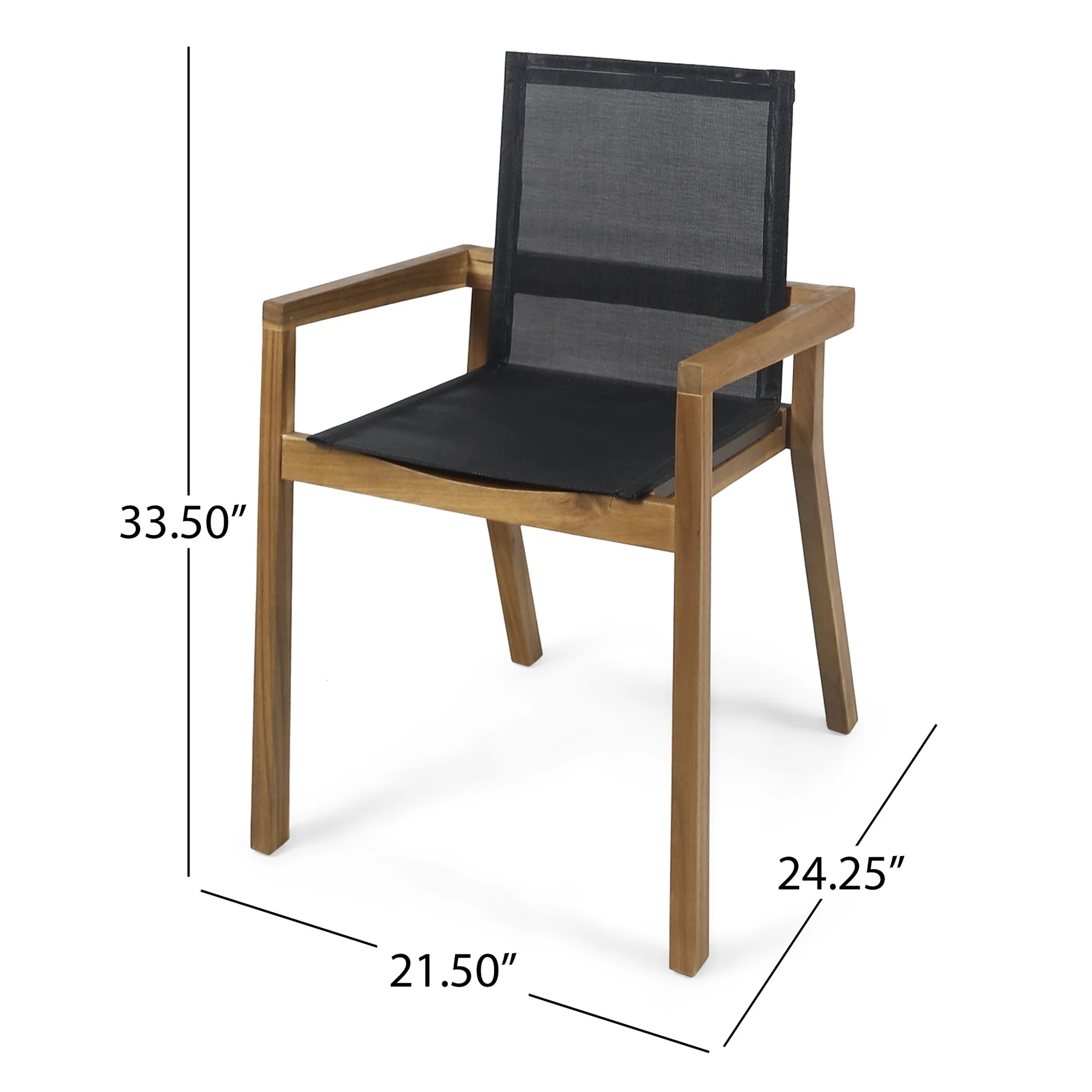 FanciConcept - 7-Piece Acacia Wood Outdoor Dining Set with Extendable Table - Walnut - Dimension2