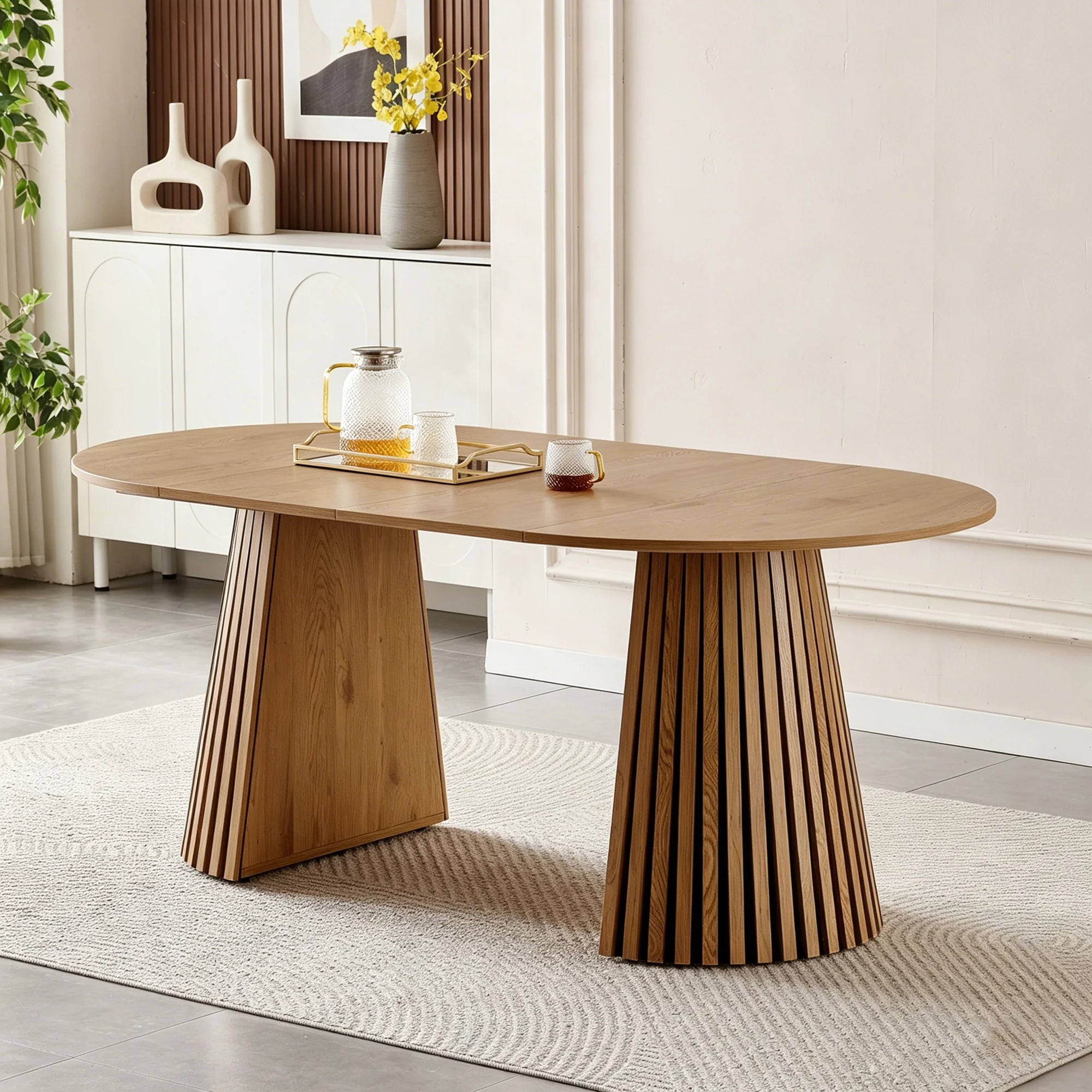 FanciConcept - Extendable Dining Table with Slatted Legs - 1