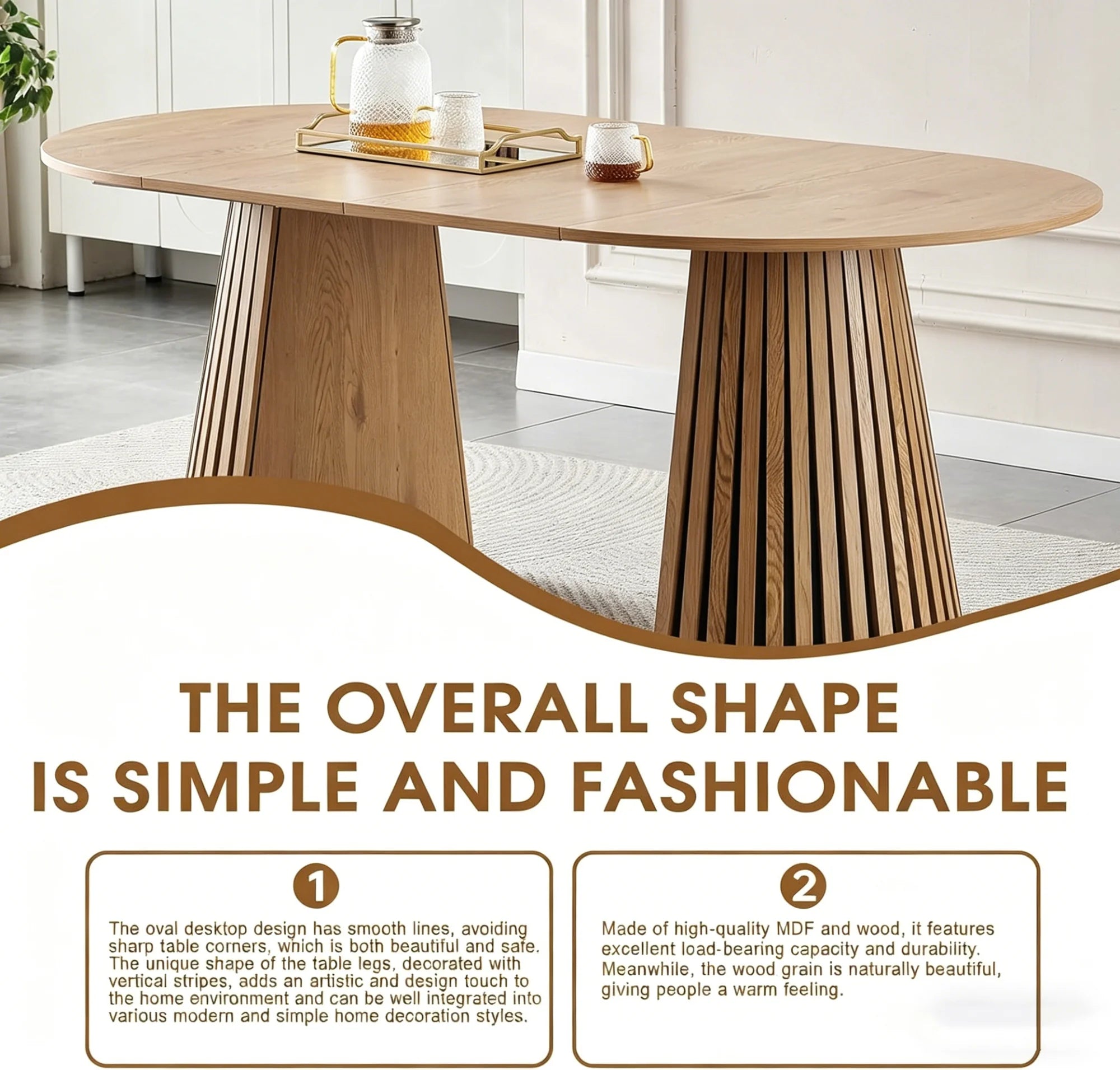 FanciConcept - Extendable Dining Table with Slatted Legs - 10