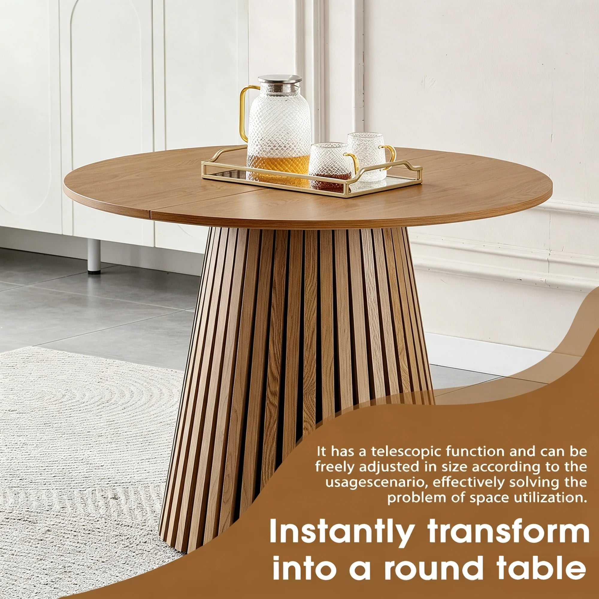 FanciConcept - Extendable Dining Table with Slatted Legs - 12
