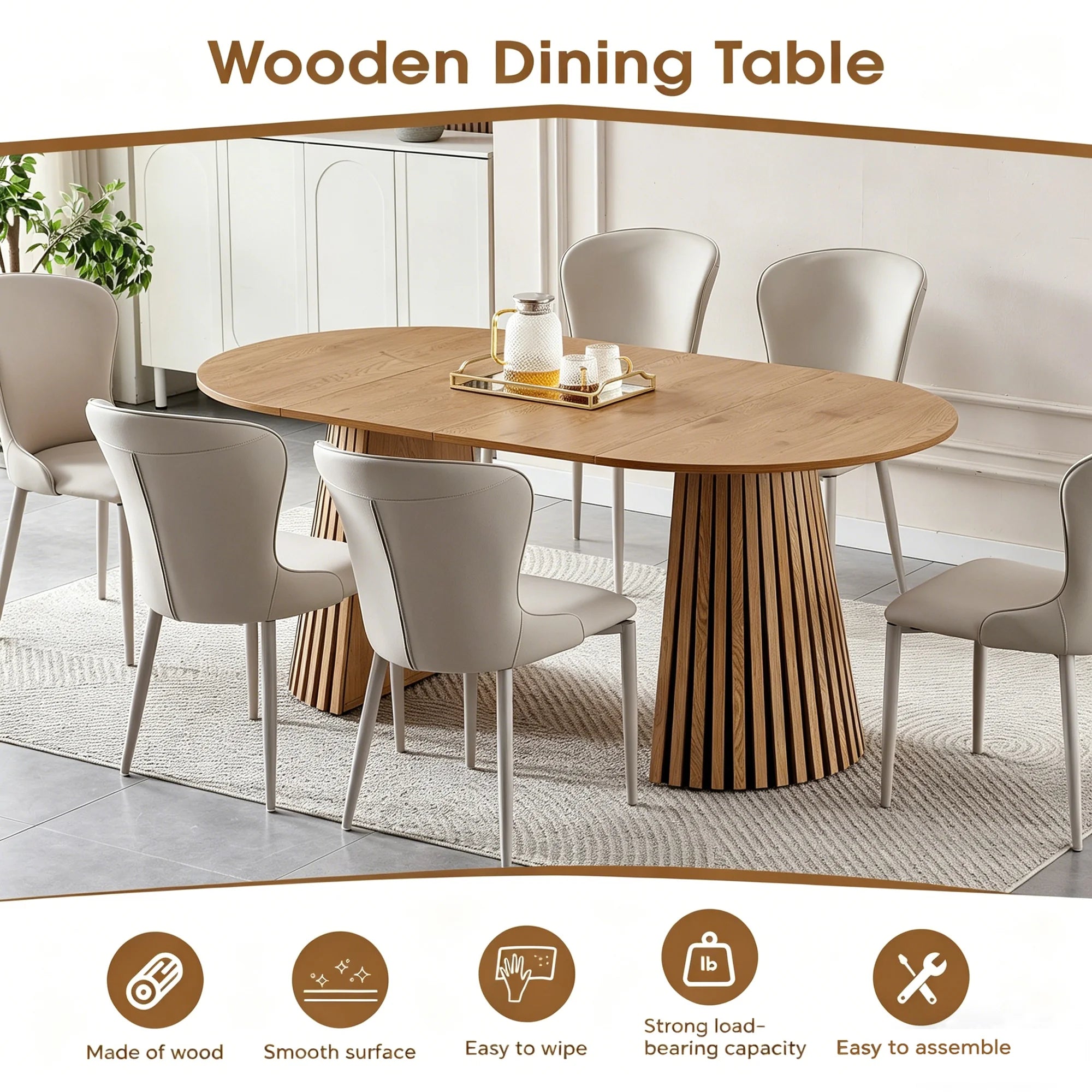 FanciConcept - Extendable Dining Table with Slatted Legs - 2