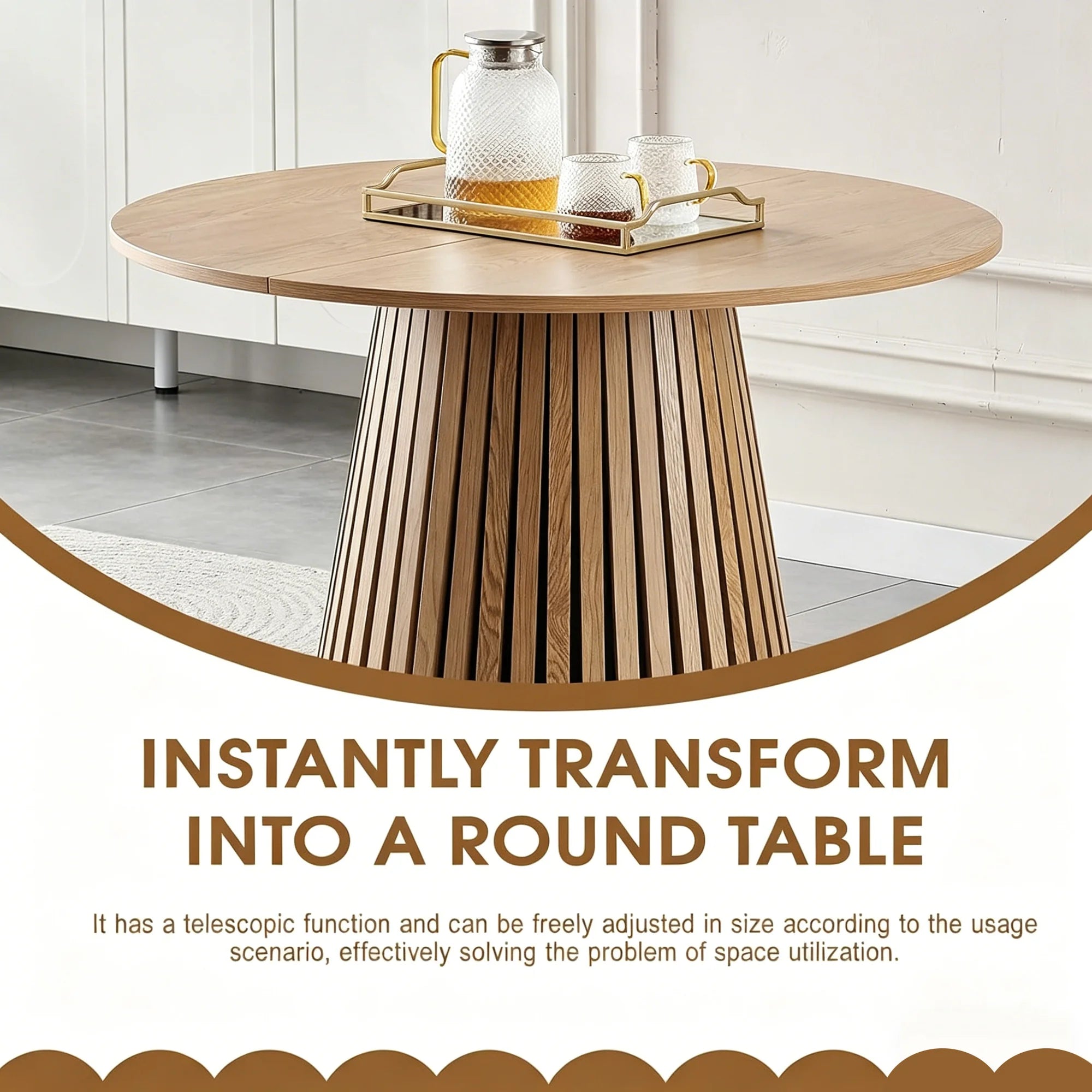 FanciConcept - Extendable Dining Table with Slatted Legs - 4